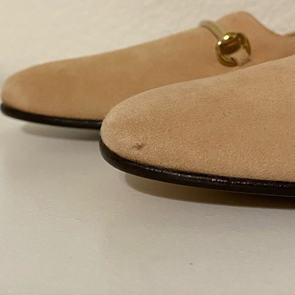 (NWOT) Gucci Vintage Suede Horse Bit Taupe Pink Mid-Heel Pointed Heels | 35C - Picture 7 of 16